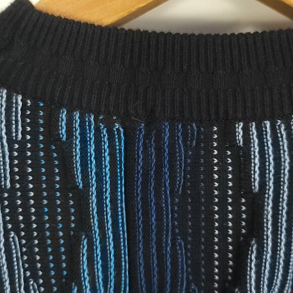 Protege Sweater Men's XL Blue Black Geometric 3D Design Long Sleeve Pullover - Picture 6 of 8